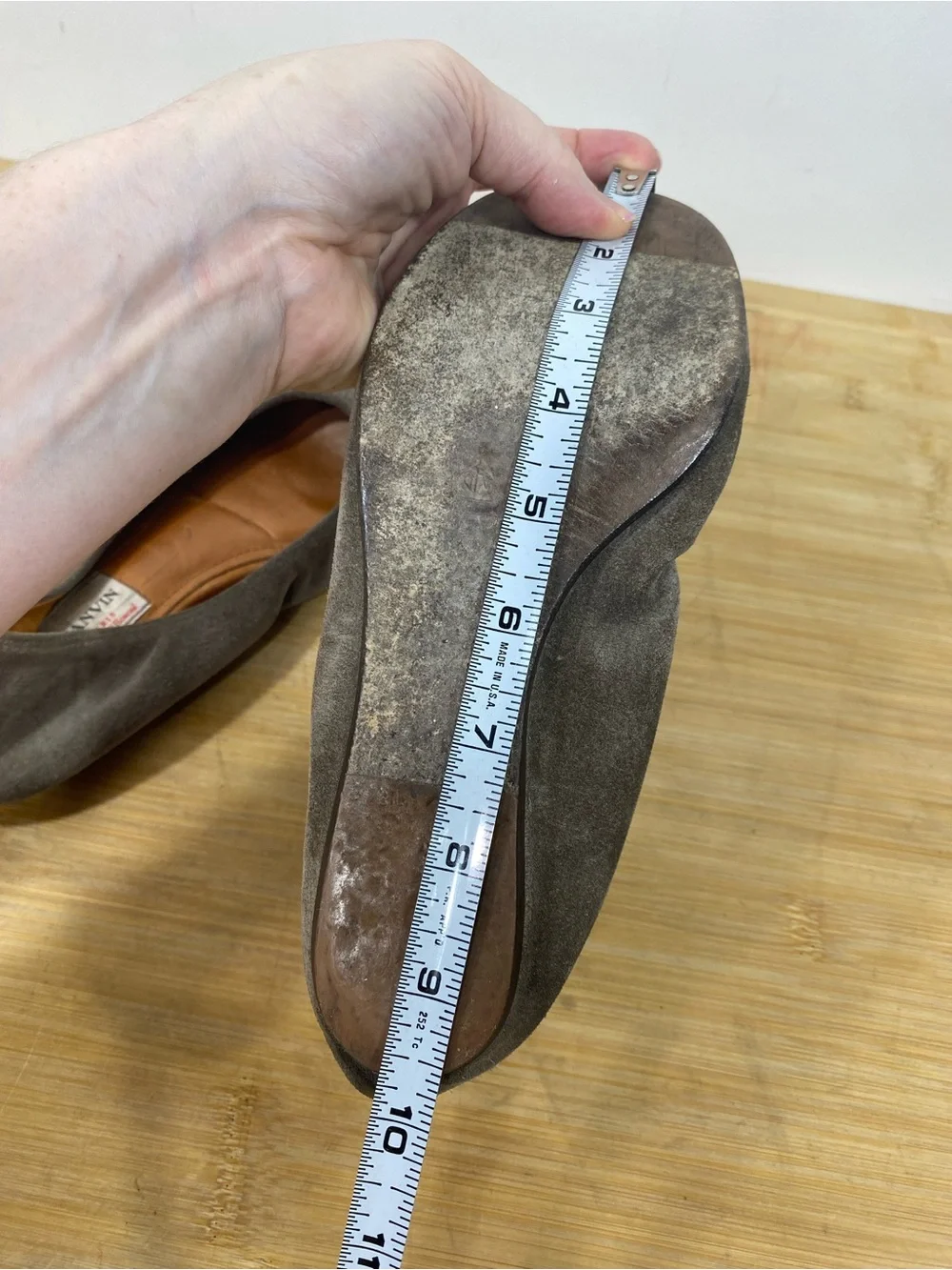Vintage Lanvin grey Suede Ballet Flats with snakeskin Patterned Toes READ